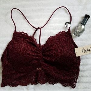 Nanette Lepore Burgandy Lace Bralette Size S.